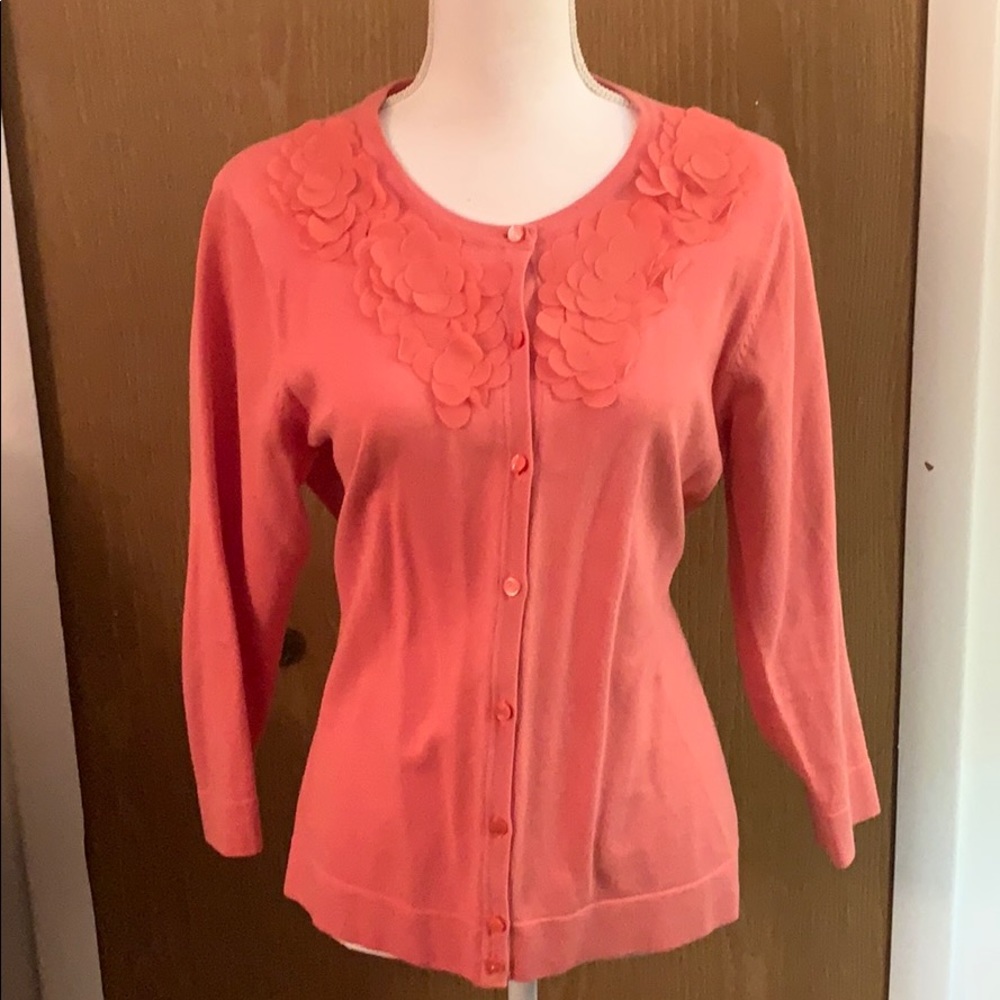 Beautiful coral cardigan with floral design